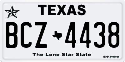 TX license plate BCZ4438