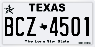 TX license plate BCZ4501