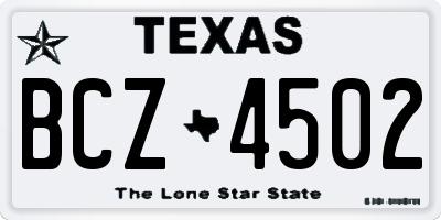 TX license plate BCZ4502