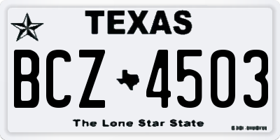 TX license plate BCZ4503