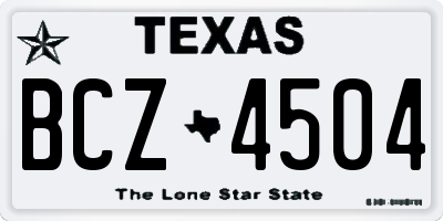TX license plate BCZ4504