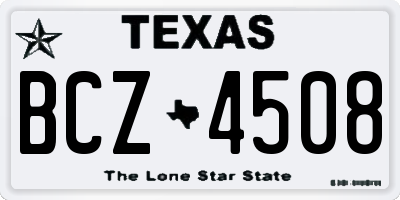 TX license plate BCZ4508