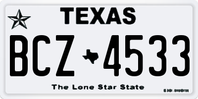 TX license plate BCZ4533
