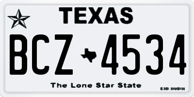 TX license plate BCZ4534