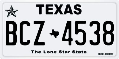 TX license plate BCZ4538
