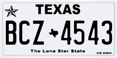 TX license plate BCZ4543