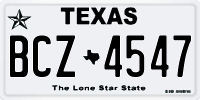 TX license plate BCZ4547