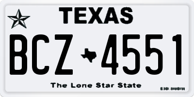 TX license plate BCZ4551