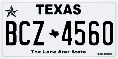 TX license plate BCZ4560