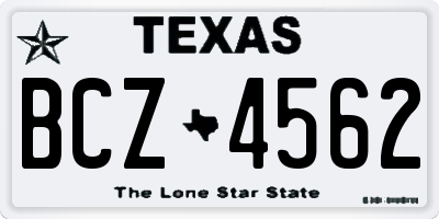 TX license plate BCZ4562