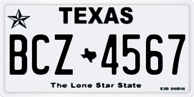 TX license plate BCZ4567