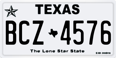 TX license plate BCZ4576