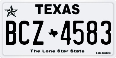 TX license plate BCZ4583