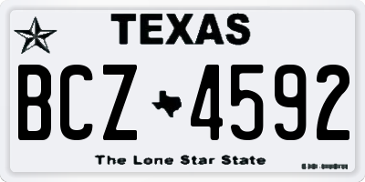 TX license plate BCZ4592