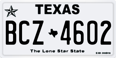 TX license plate BCZ4602