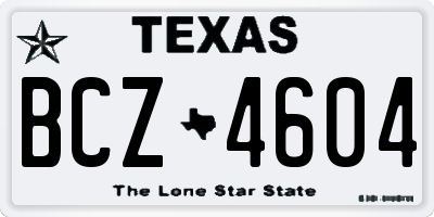TX license plate BCZ4604