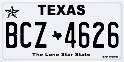 TX license plate BCZ4626