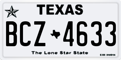 TX license plate BCZ4633