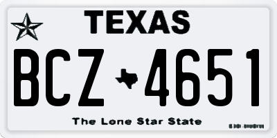 TX license plate BCZ4651