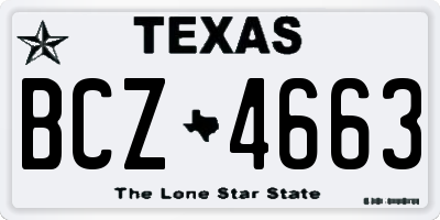 TX license plate BCZ4663