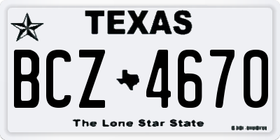 TX license plate BCZ4670