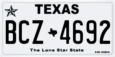 TX license plate BCZ4692