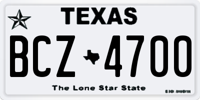 TX license plate BCZ4700