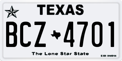 TX license plate BCZ4701
