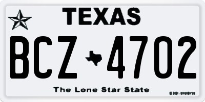 TX license plate BCZ4702