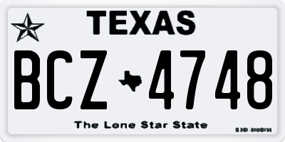 TX license plate BCZ4748
