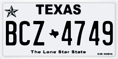 TX license plate BCZ4749