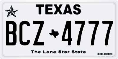 TX license plate BCZ4777