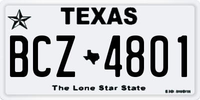 TX license plate BCZ4801