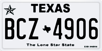 TX license plate BCZ4906