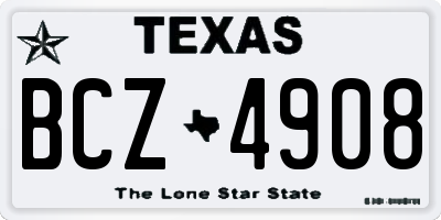 TX license plate BCZ4908