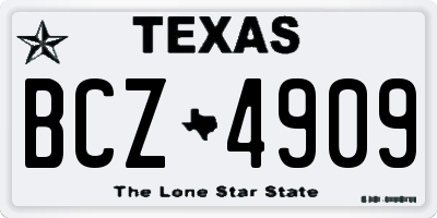 TX license plate BCZ4909