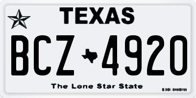 TX license plate BCZ4920