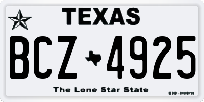 TX license plate BCZ4925