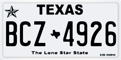 TX license plate BCZ4926