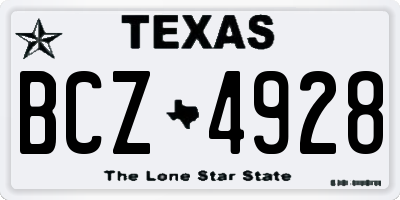 TX license plate BCZ4928