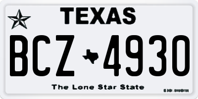 TX license plate BCZ4930