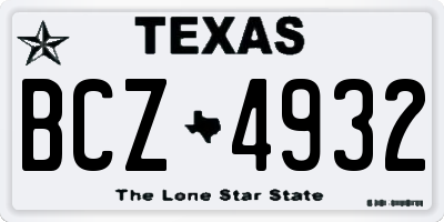 TX license plate BCZ4932