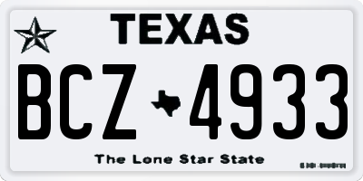 TX license plate BCZ4933
