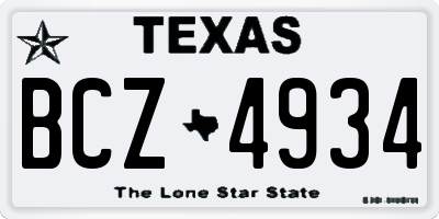 TX license plate BCZ4934