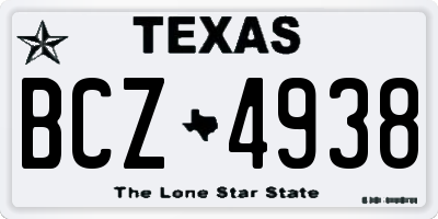 TX license plate BCZ4938
