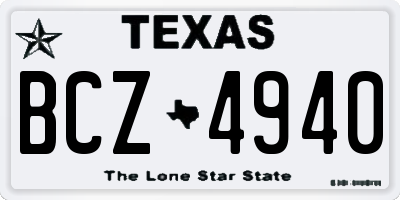 TX license plate BCZ4940