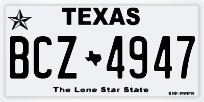 TX license plate BCZ4947