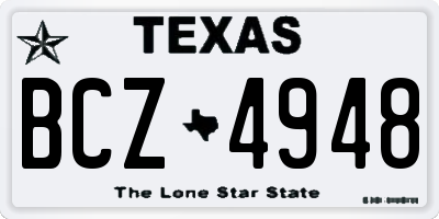 TX license plate BCZ4948