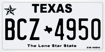 TX license plate BCZ4950
