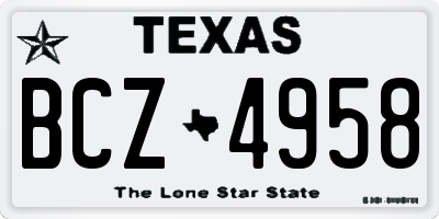 TX license plate BCZ4958
